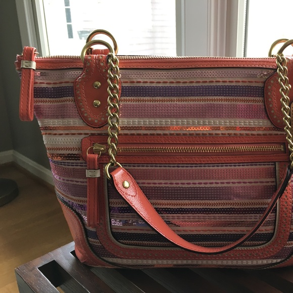 Coach Multicolor sequin pink/purple/white handbag - Picture 12 of 14